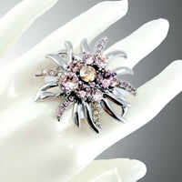 Oscar de la Renta Abstract Floral Ring with Peach Austrian Crystals, Size 6-7