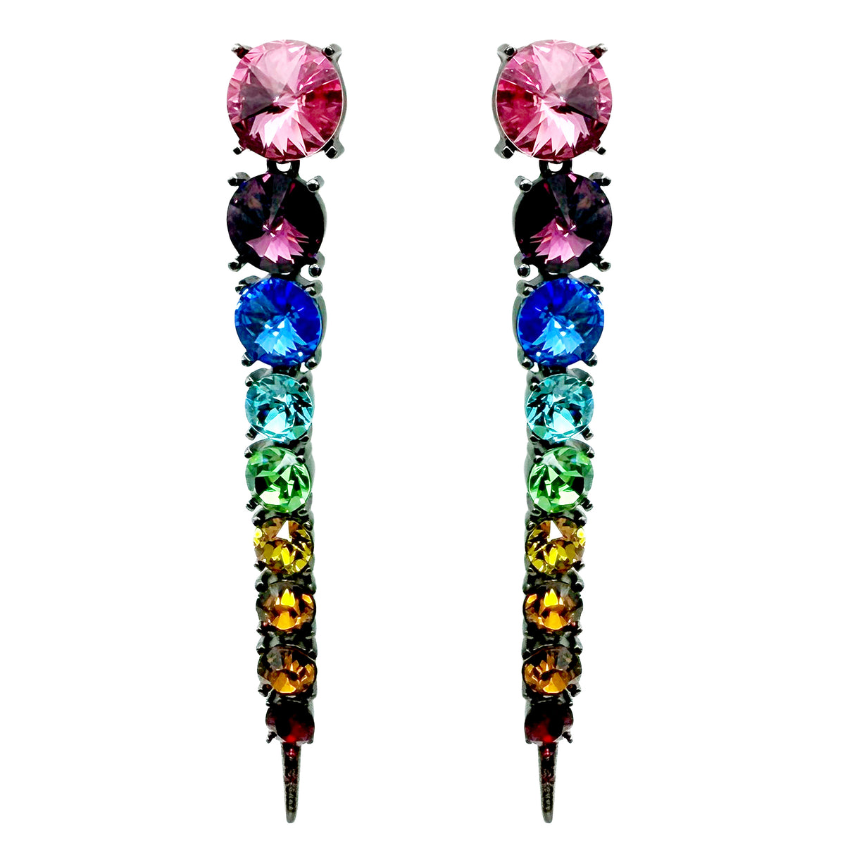 Oscar de la Renta Rainbow Swarovski Crystal Articulated Linear Post Earrings