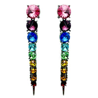 Oscar de la Renta Rainbow Swarovski Crystal Articulated Linear Post Earrings