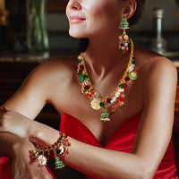 Merry Christmas Multi Charm Necklace by Ritzy Couture DeLuxe – 22k Gold Plated