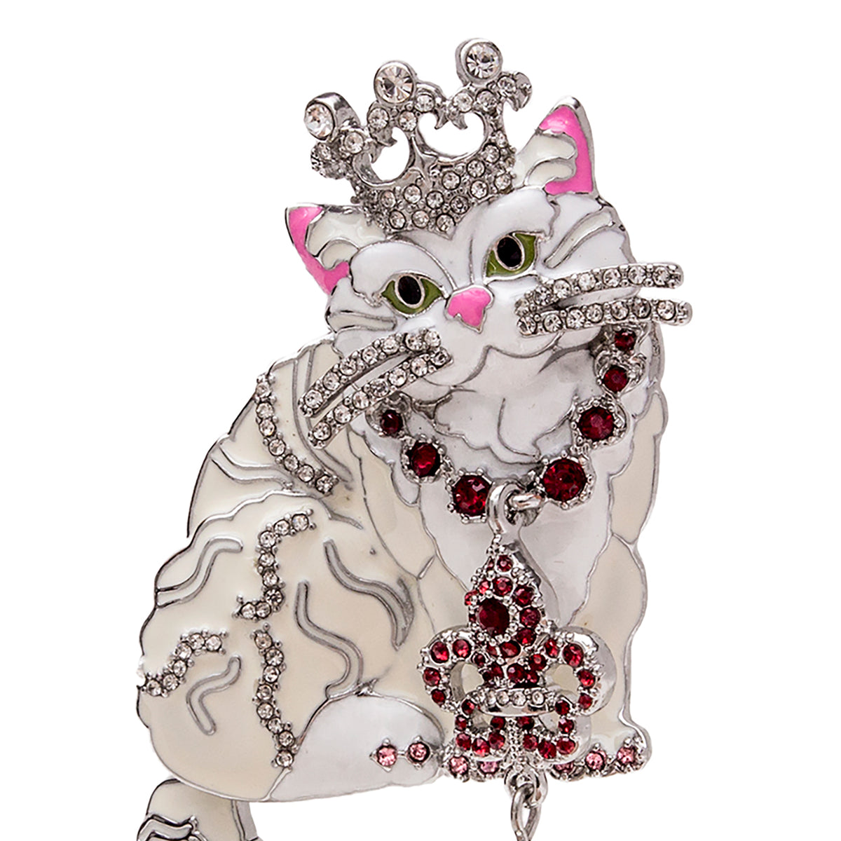 Ritzy Couture Princess Kitty White Cat Pin/Pendant (Silvertone)
