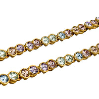 Oscar De La Renta 22k Gold Plated Pastel Multi Swarovski Crystal Post Earrings