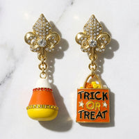 Ritzy Couture DeLuxe Halloween Candy Corn Trick-Or-Treat Dangling Drop Earrings