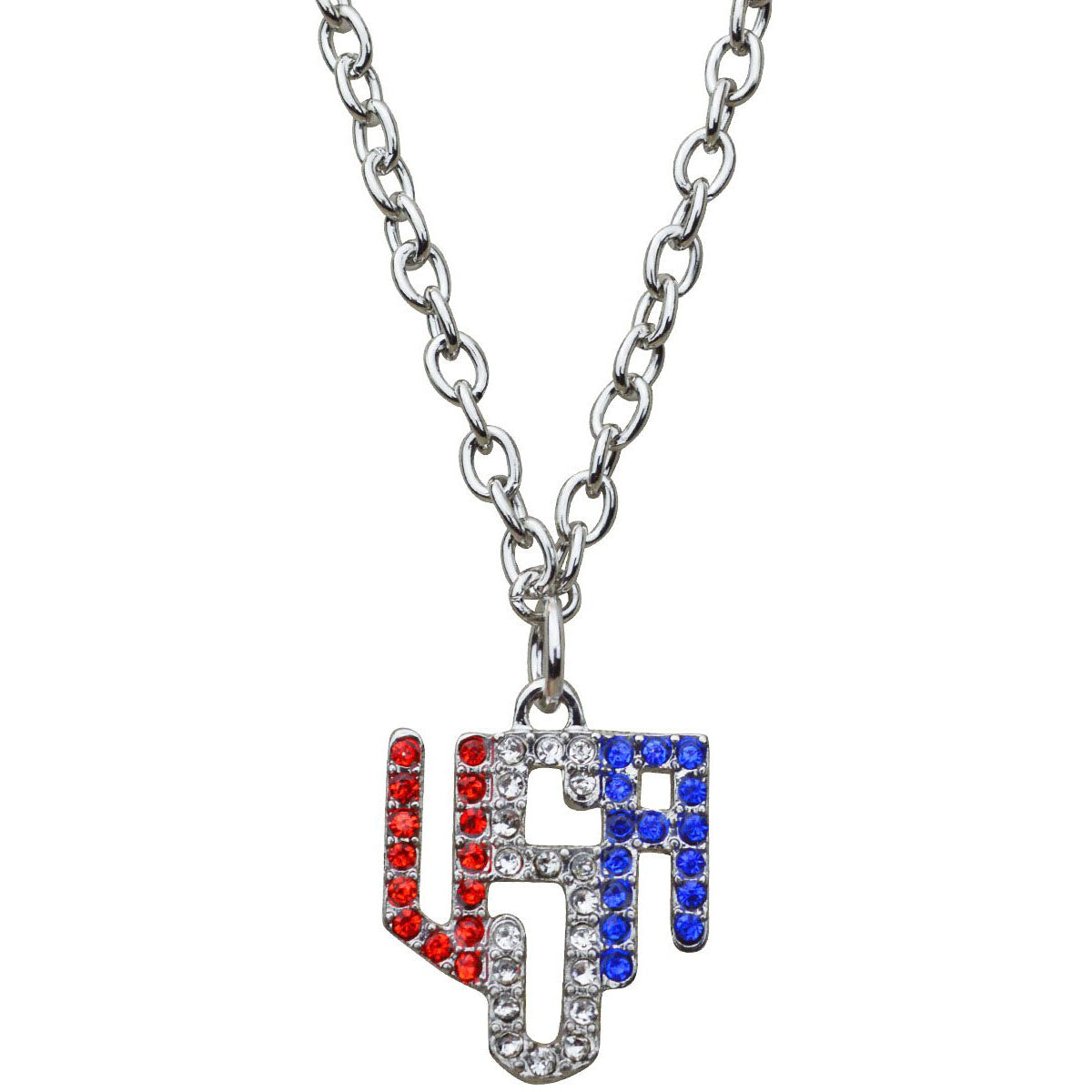 Ritzy Couture American Flag Multi Color Charm Pendant Necklace (Silvertone) - Red/Blue/Silver / Red White & Blue Flag Charm