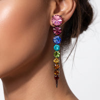 Oscar de la Renta Rainbow Swarovski Crystal Articulated Linear Post Earrings