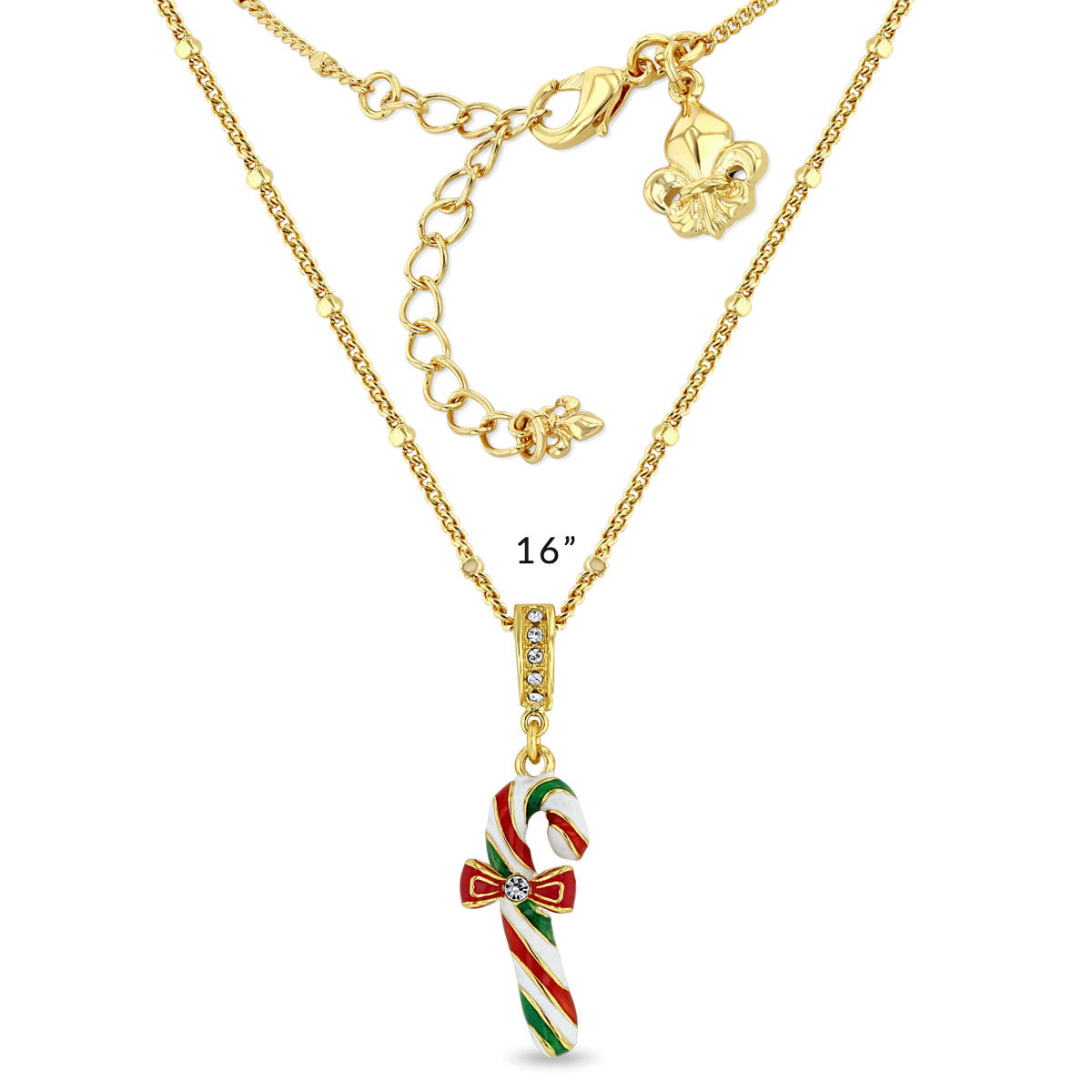 Christmas Candy Cane Enhancer Charm by Ritzy Couture DeLuxe - 18k Gold Plated