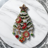 Christmas Tree Ornament Charm Pin by Ritzy Couture DeLuxe-18k Gold Layered Brass