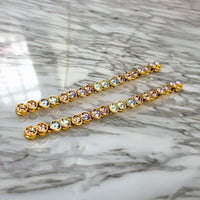 Oscar De La Renta 22k Gold Plated Pastel Multi Swarovski Crystal Post Earrings