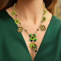 Shamrock St Patricks 18" Charm Necklace by Ritzy Couture DeLuxe-18k Gold Plating