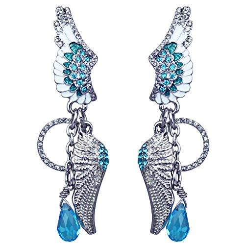 Ritzy Couture Women’s Angels Among Us Multi Charm Elegant Drop and Dangle Earrings (Silvertone) (Clip)