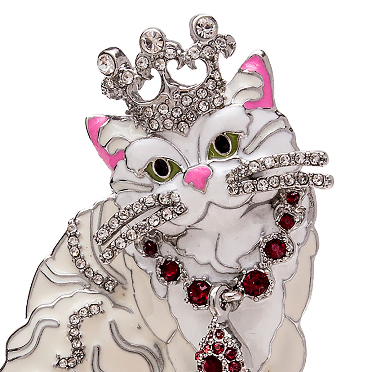 Ritzy Couture Princess Kitty White Cat Pin/Pendant (Silvertone)