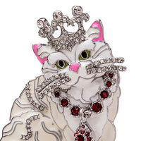 Ritzy Couture Princess Kitty White Cat Pin/Pendant (Silvertone)