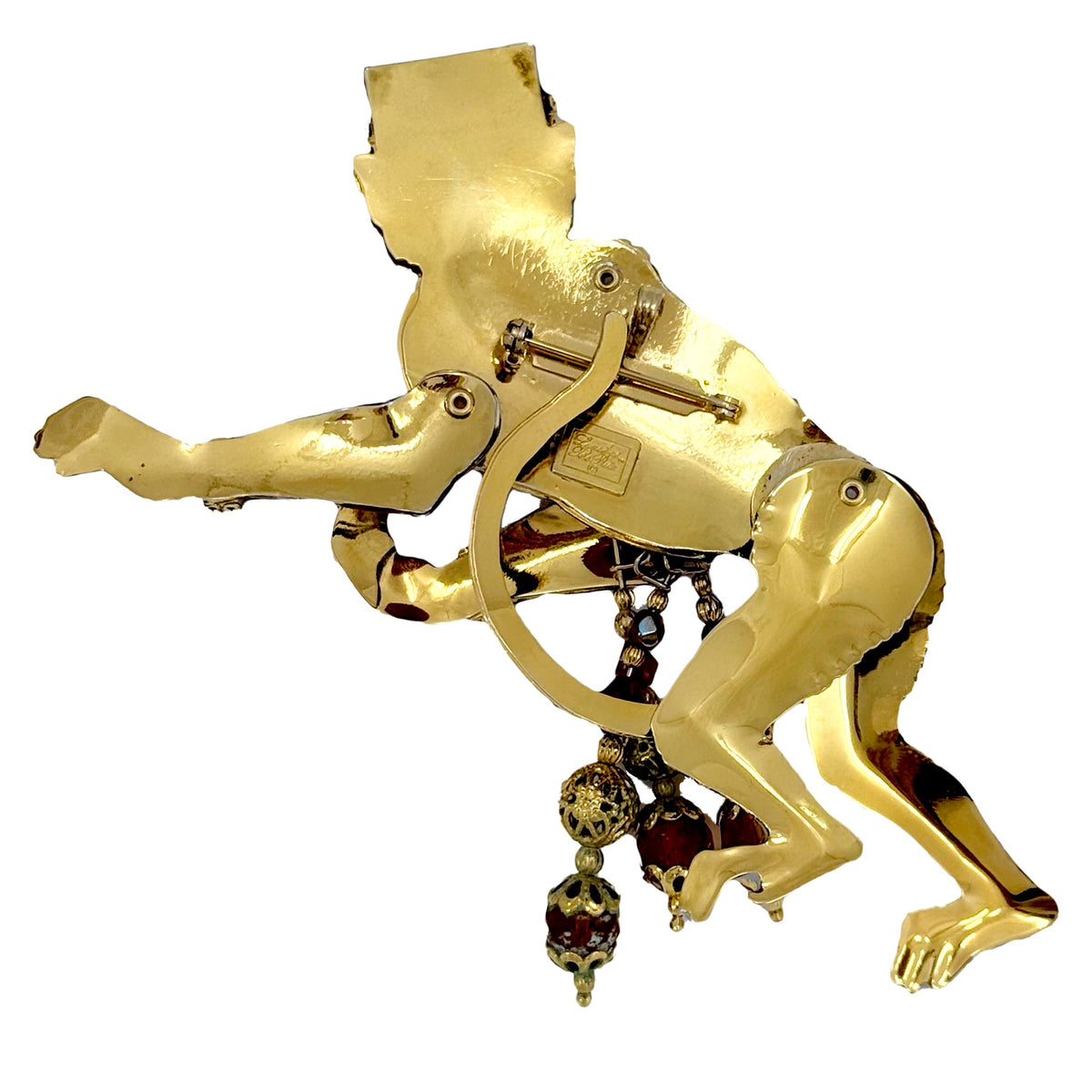 Lunch at The Ritz Rare Organ Grinder Monkey Pin Articulated Limbs Gold Plated