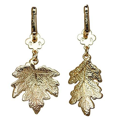 Ritzy Couture Oak & Maple Leaf Fall Foliage Leverback Earrings Goldtone Multicolor