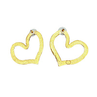 Oscar de la Renta Hammered Goldtone Heart Silhouette Post Earrings, 1.5" x 2"