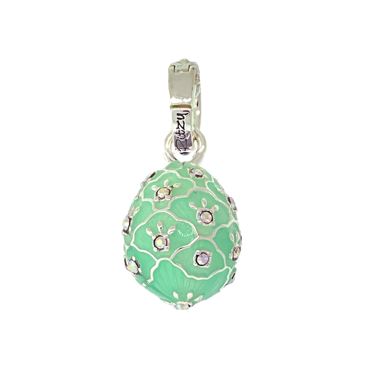 Mint Green Easter Egg Enhancer Charm by Ritzy Couture DeLuxe-Fine Silver Plating