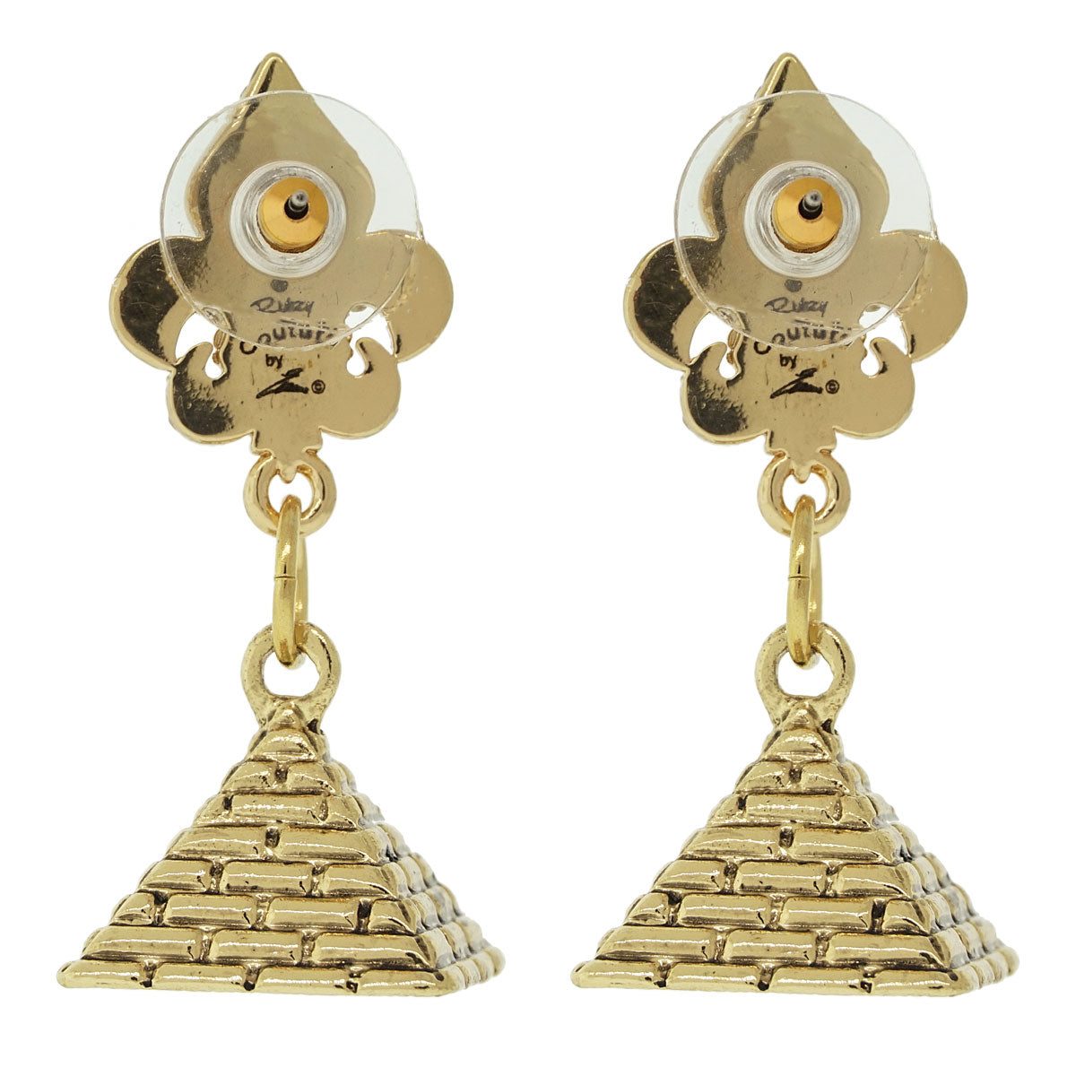 Ritzy Couture Pyramids Of Giza World Travel Women's Earrings - Antique Goldtone