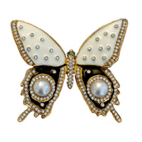 Kenneth Jay Lane Gold Plated Enamel Swarovski Crystal Butterfly Pin Brooch