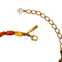 Oscar de la Renta 22K Gold Plated Orange Amber Resin Leaf Statement Necklace