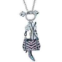 Shopping Deluxe Multi Charm Pastel Toggle Necklace (Silvertone) Ritzy Couture - Multicolor