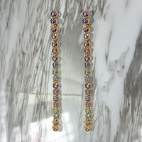 Oscar De La Renta 22k Gold Plated Pastel Multi Swarovski Crystal Post Earrings