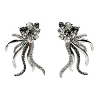 Oscar de la Renta Austrian Crystal Comet Earrings with Black Diamond Details