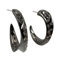 Oscar de la Renta Hematite-Plated Crystal Cosmic Hoop Earrings – Rare