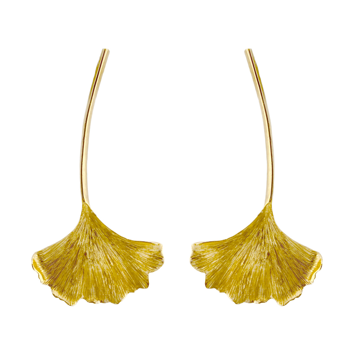 Oscar de la Renta Gorgeous Ginkgo Leaf Post Earrings in 22k Gold-Plated Finish