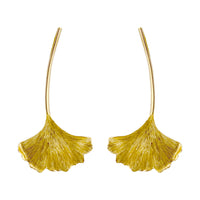 Oscar de la Renta Gorgeous Ginkgo Leaf Post Earrings in 22k Gold-Plated Finish