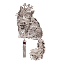 Ritzy Couture Princess Kitty White Cat Pin/Pendant (Silvertone)