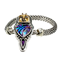 Tabra Jewelry 925 Silver Abalone & Amethyst Bronze Face Connector Charm - 00K610