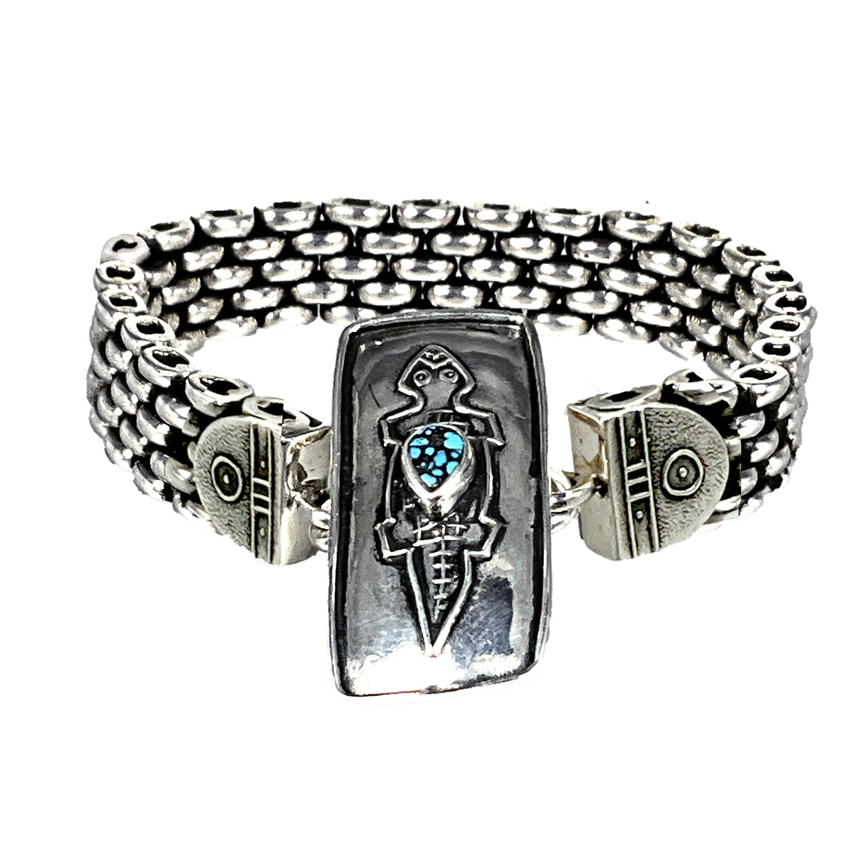 Tabra Jewelry 925 Sterling Silver & Turquoise Lizard Connector Charm - 00K625