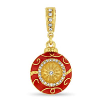 Red Christmas Ornament Crystal Enhancer Charm by Ritzy Couture DeLuxe - 22k Gold Plated