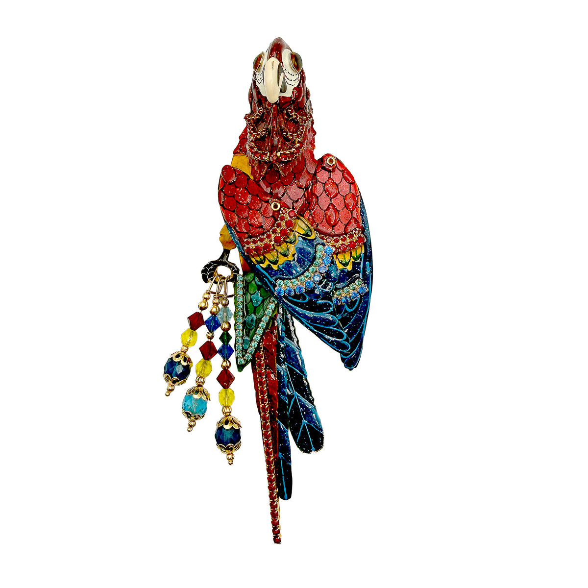 Vintage Lunch at The Ritz Macaw Parrot Brooch Moveable Enamel Statement Pin