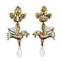 Two Turtle Doves Merry Christmas Drop Dangle Earrings by Ritzy Couture -Goldtone