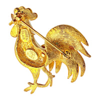 Kenneth Jay Lane Original Sample Pave Crystal Rooster Brooch Gold Plating Enamel USA