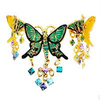 Lunch at The Ritz Emerald Monarch Butterfly Bracelet Crystal 22k Gold Plated