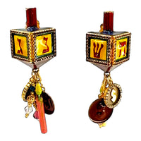 Lunch at The Ritz Hanukkah Dreidel Festival of Light Clip Earring 22K Gold Plate