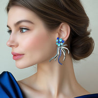 Oscar de la Renta Aquamarine Squid-Inspired Silver-Plated Post Earrings