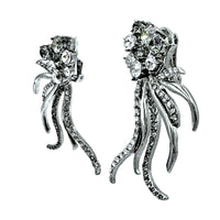 Oscar de la Renta Austrian Crystal Comet Earrings with Black Diamond Details