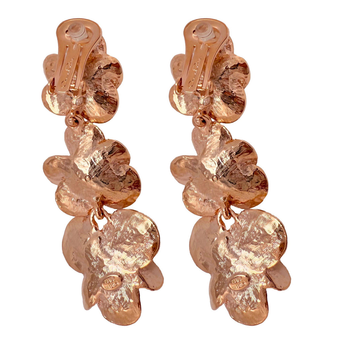 Oscar de la Renta Rose Gold Impressionist Pansy Clip Earrings - Bold Elegance