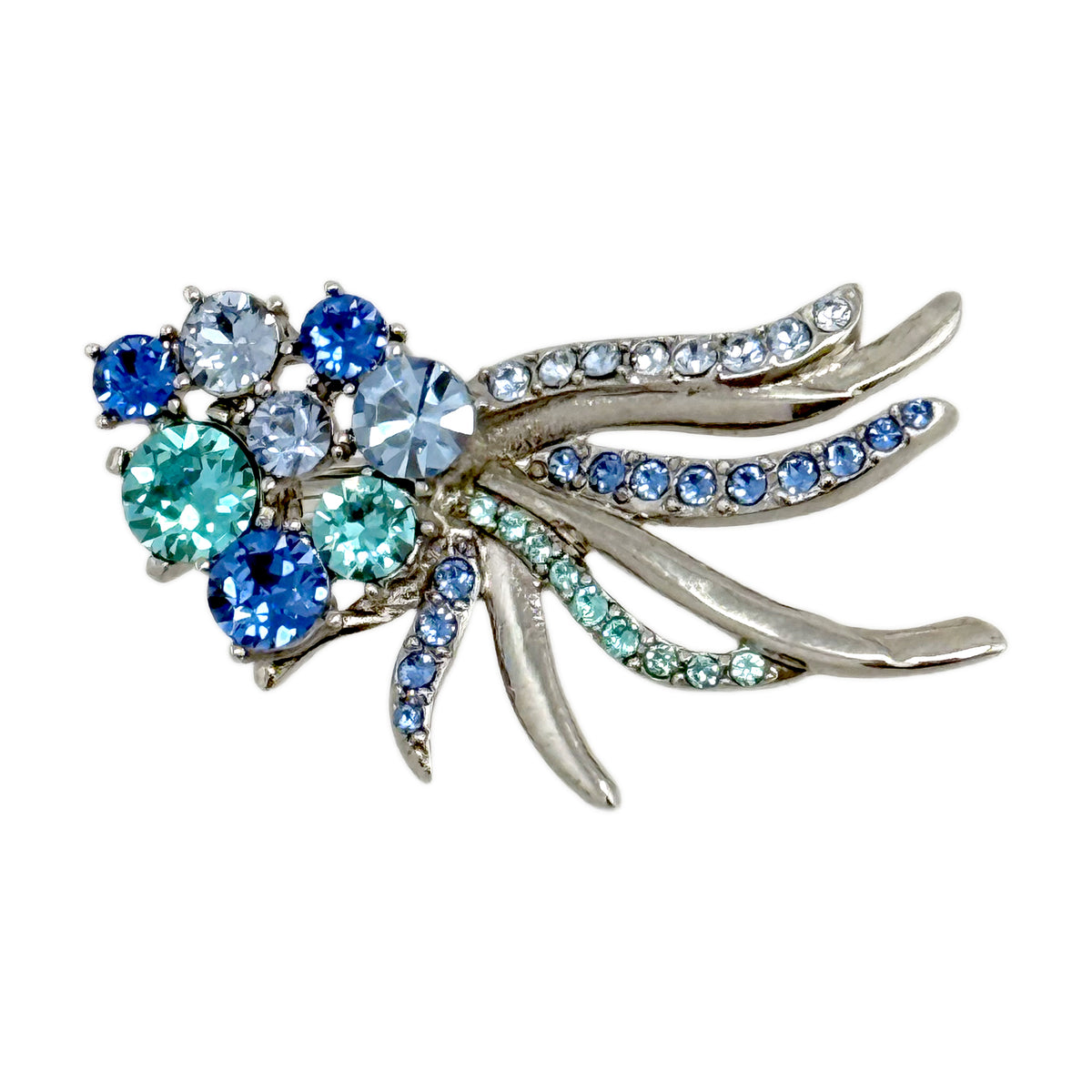 Oscar de la Renta Blue Comet Ring in Silvertone with Sapphire & Zircon Crystals