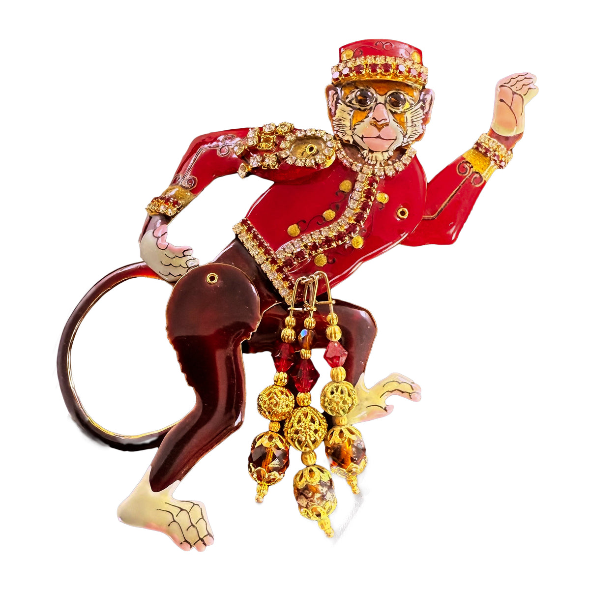 Lunch at The Ritz Rare Organ Grinder Monkey Pin Articulated Limbs Gold Plated