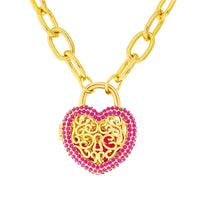 Fuchsia -Locket Full of Love- Valentine Necklace by Ritzy Couture DeLuxe -18k Gold Plating