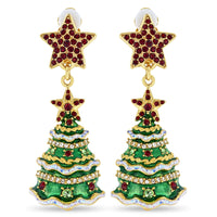 Christmas Tree Sparkling Star Earrings by Ritzy Couture DeLuxe - 22k Gold Plated