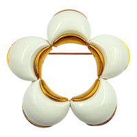 Kenneth Jay Lane Original Sample White Resin Petal Brooch Gold Plating USA