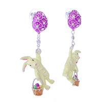 Adorable Easter Bunny and Egg Earrings Ritzy Couture DeLuxe - Fine Silver Plating