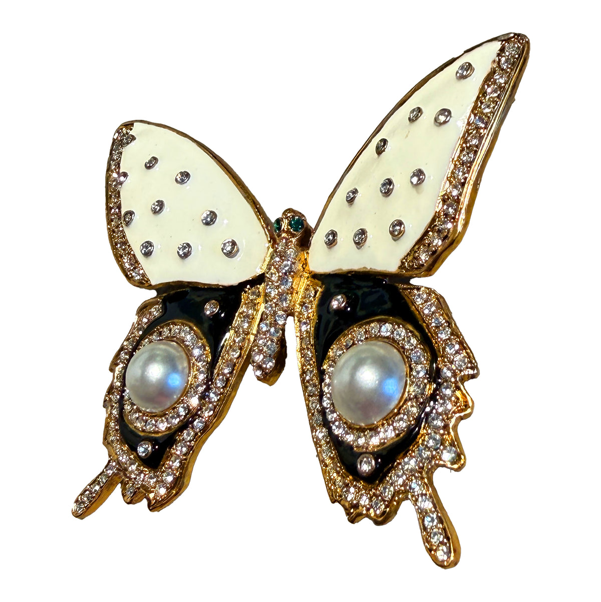 Kenneth Jay Lane Gold Plated Enamel Swarovski Crystal Butterfly Pin Brooch