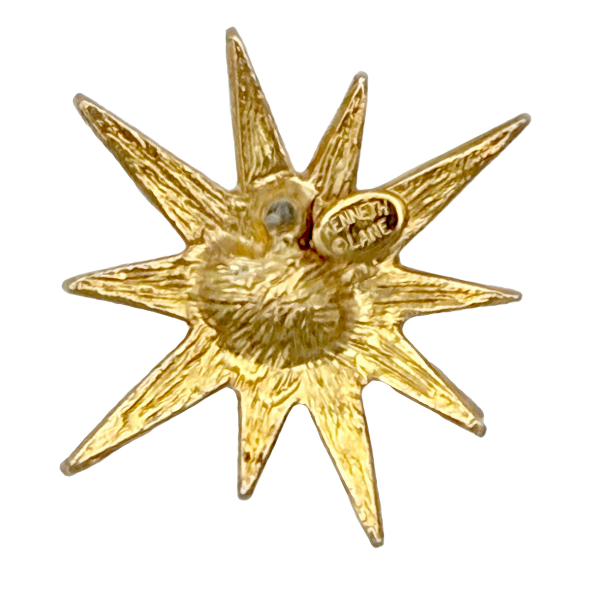 Kenneth Jay Lane 22k Gold Silver Plated Starburst Post Earrings with Crystals