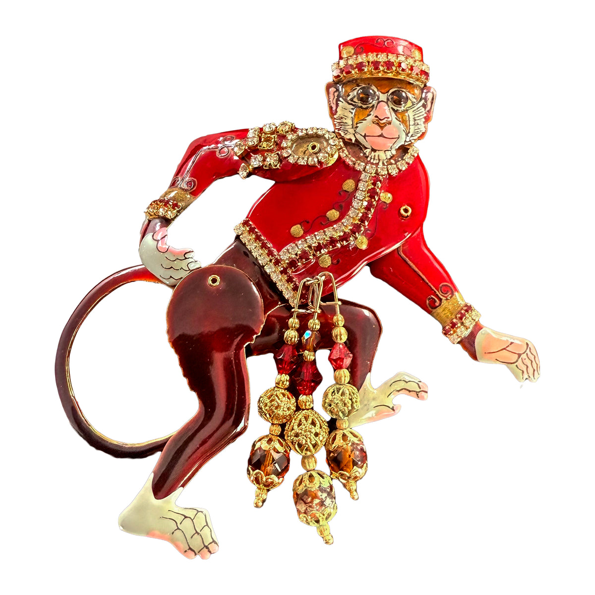 Lunch at The Ritz, Rare Organ Grinder Monkey Pin with Articulated Limbs